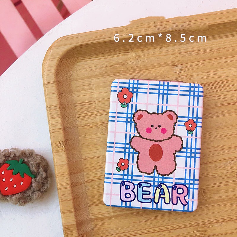 Gương trang điểm cầm tay mini 2 mặt bỏ túi siêu cute, Gương hoạt hình dễ thương