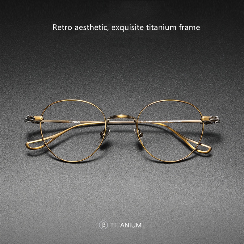 Chrome * Mắt Kính Hình Oval Boston Bằng Titan Nguyên Chất Siêu Nhẹ Thoải Mái Phong Cách Hoài Niệm +
