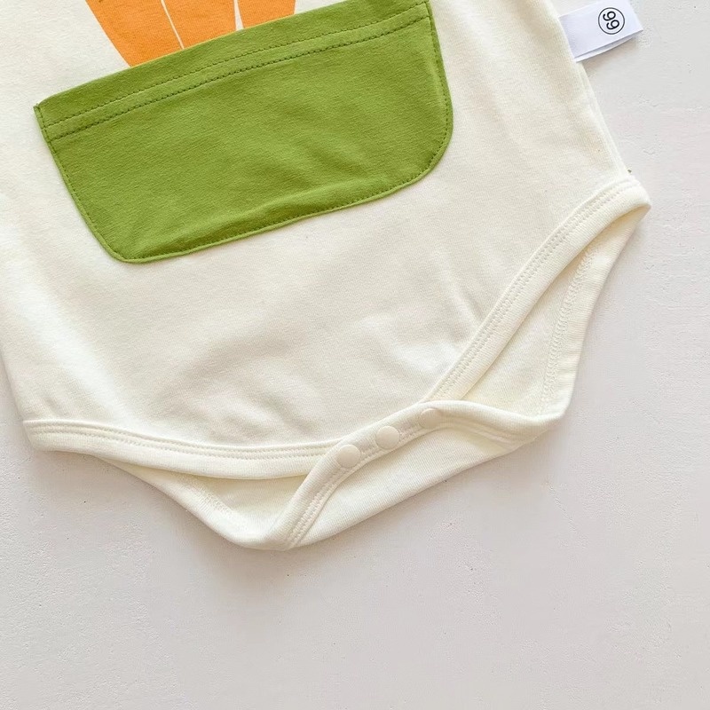 Bộ Áo Liền Quần Tay Ngắn + Mũ Tai Thỏ + Cà Rốt Dễ Thương Thời Trang Mùa Hè Hàn Quốc 2022 Cho Bé Sơ Sinh 0-2 Tuổi