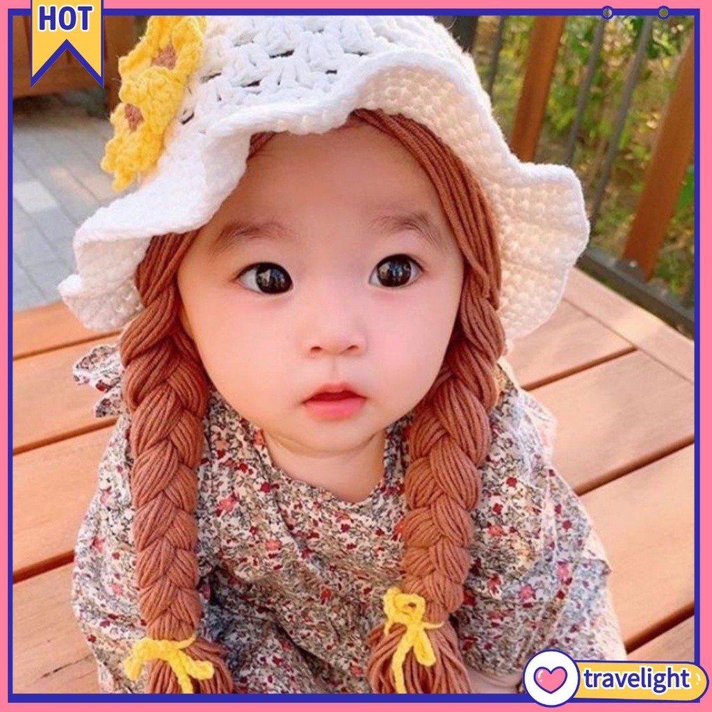 (Travelight) Mũ Len Trùm Đầu Hình Hoa Hướng Dương / Cherry Xinh Xắn Cho Bé Gái