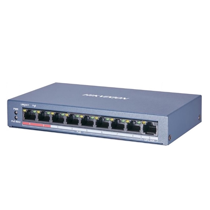 Switch mạng 9 cổng HIKVISION DS-3E0109P-E/M DS-3E0109P-E/M(B), POE, 1 cổng Uplink (Chính hãng Hikvision VN)