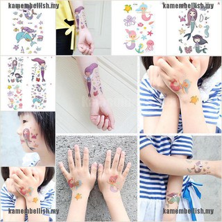 Miếng Dán Hình Xăm Tạm Thời Họa Tiết Nàng Tiên Cá Hoạt Hình Chống Thấm Nước Cho Bé