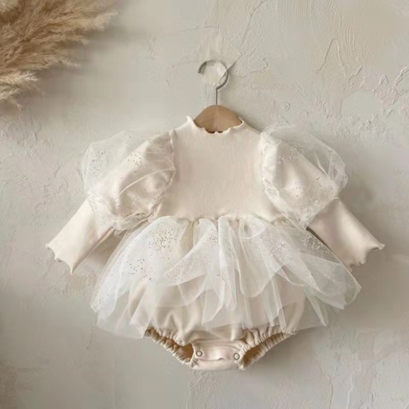 Set Đầm Lưới Tay Bồng Dành Cho Bé Gái Phong Cách Hàn Quốc xinh xắn dễ thương