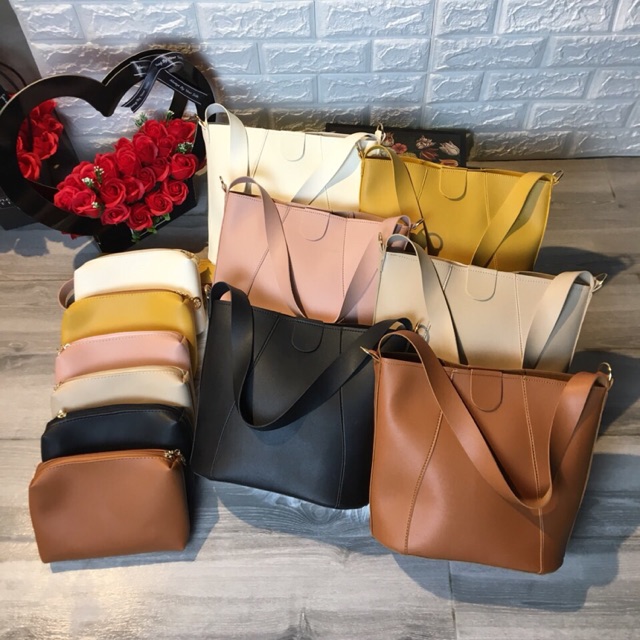 Túi Công Sở ❤️FREESHIP❤️ Bộ Set 2 Túi Da Mềm Dây Bản To Size Đại SP 19