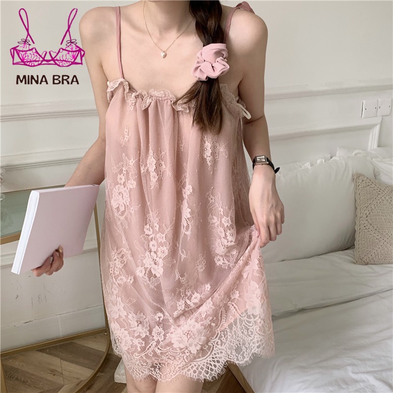 Váy Ngủ Đẹp Dễ Thương Thời Trang MINABRA Đầm Ngủ Công Chúa Phối Ren Mềm Mại, Thoải Mái KL02 | BigBuy360 - bigbuy360.vn