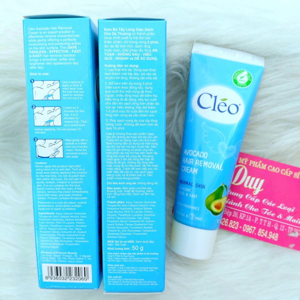 Kem Tẩy Lông CLEO 50g - Tẩy Sạch Lông Chỉ Trong Vài Phút