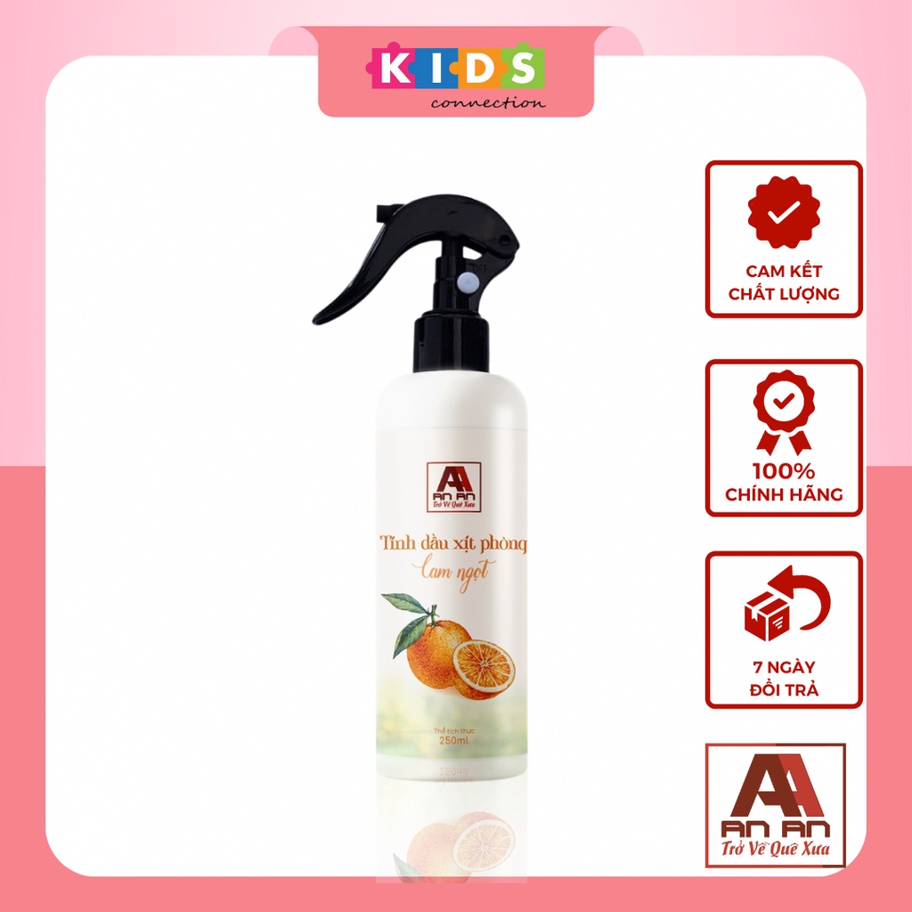 Xịt Thơm Phòng AN AN 250ml tinh dầu Cam ngọt đạt chuẩn USDA, GMP giúp thơm phòng , khử mùi hiệu quả.