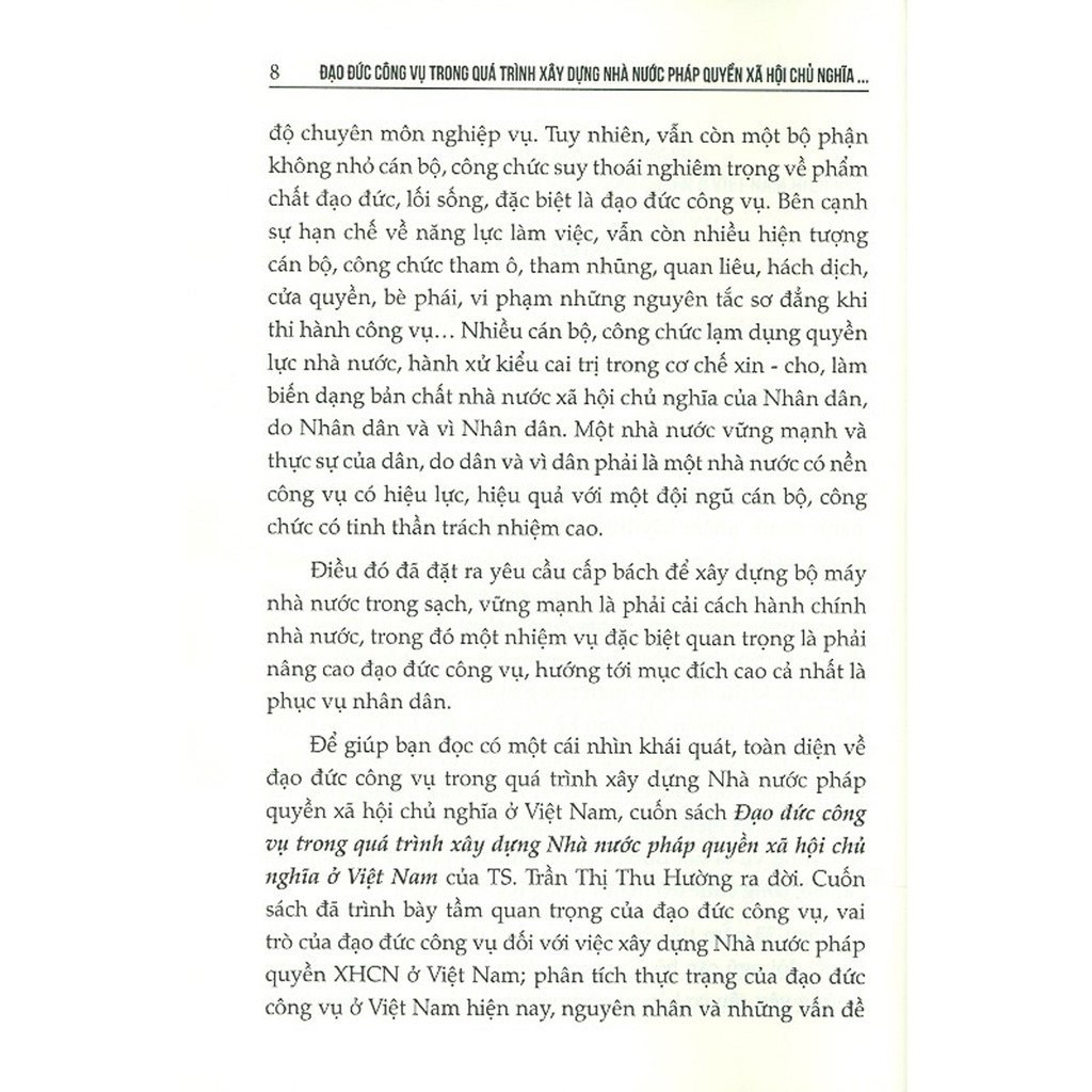 Sách - Đạo Đức Công Vụ Trong Quá Trình Xây Dựng Nhà Nước Pháp Quyền Xã Hội Chủ Nghĩa Ở Việt Nam