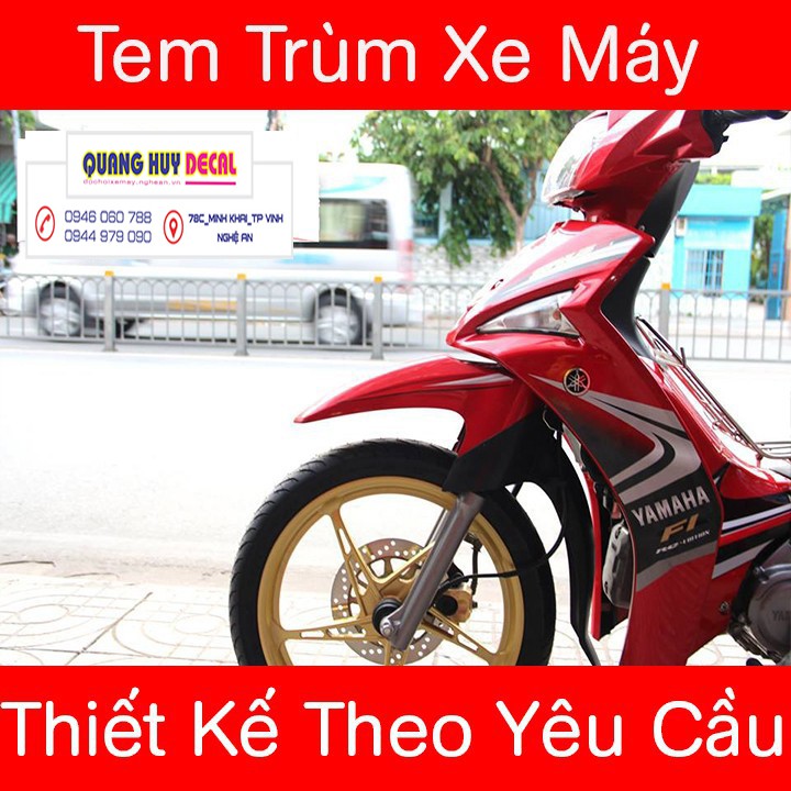 Tem trùm Sirius đỏ đen Fi, độ team decal xe máy si spark rẻ đẹp