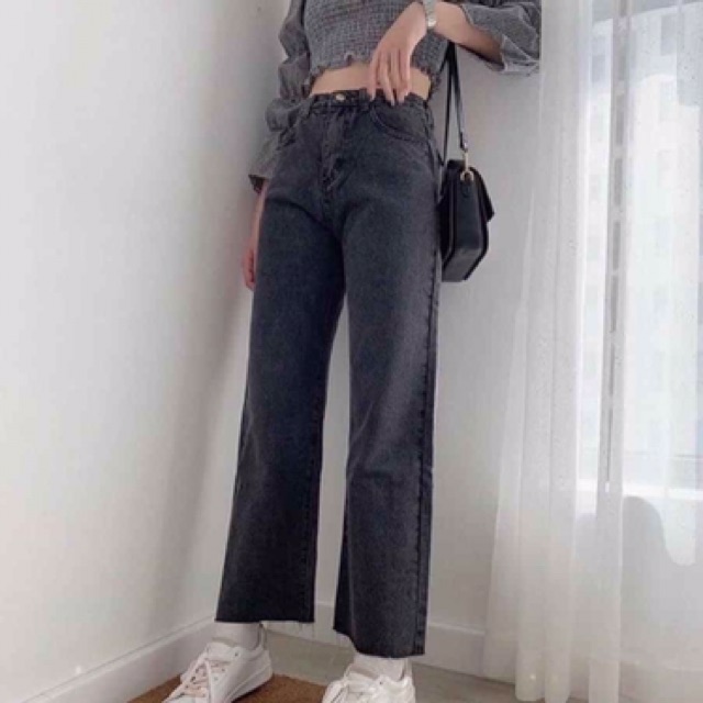 Quần jeans suông đen