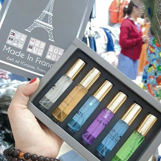 Bộ Nước Hoa Tháp 6 Chai Quý Phái, Set nước hoa nam giá rẻ, Set France Perfume, Tinh dầu nước hoa Pháp
