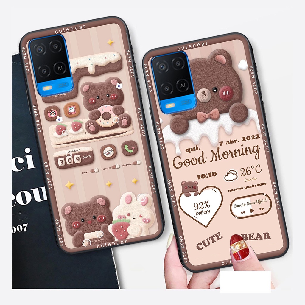 Ốp lưng Oppo A54 in hình Gấu nâu - hồng, Gấu Be@rick  cực CUTE, DỄ THƯƠNG