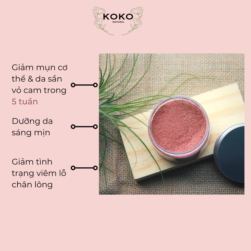 Muối tắm giảm mụn lưng từ hoa hồng hữu cơ & muối hồng Himalayan - Koko Natural Official 100gram
