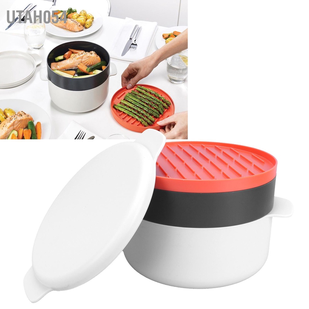 Utah054 Hộp Hấp Cơm Hình Tròn Đa Chức Năng Lò Vi Sóng Đặc Biệt Cho Bếp Tại Gia