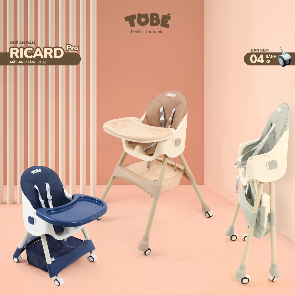 Ghế ăn dặm cho bé, ghế ăn dặm TOBÉ - Ricard cao cấp cho bé trên 6 tháng tuổi với nhiều cải tiến mới nhất