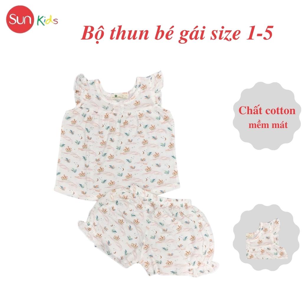 Đồ bộ thun bé gái, đồ bộ trẻ em chất cotton, có nhiều màu, size 1-5 tuổi - SUNKIDS