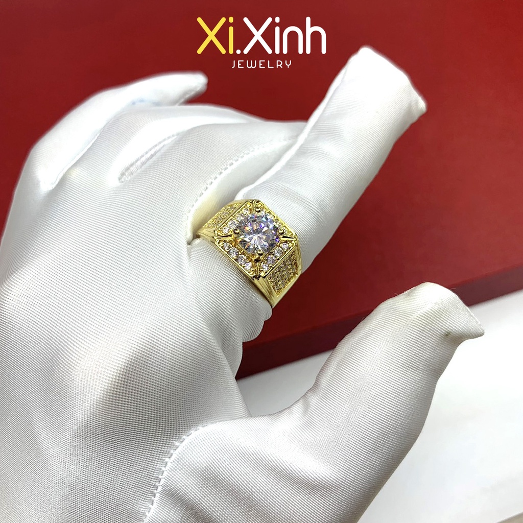 Nhẫn nam đính đá xi mạ vàng 18k - N56