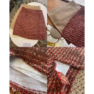 Chân váy chữ A vải dạ tweed 2 lớp