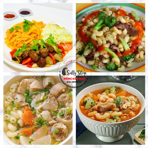 Nui Ống Mikiri Cao Cấp Nui Ngắn , Nui Ống Dài 400gr/túi - 4 Loại Nui Vàng Trắng Nông Sản Quê SallyFood