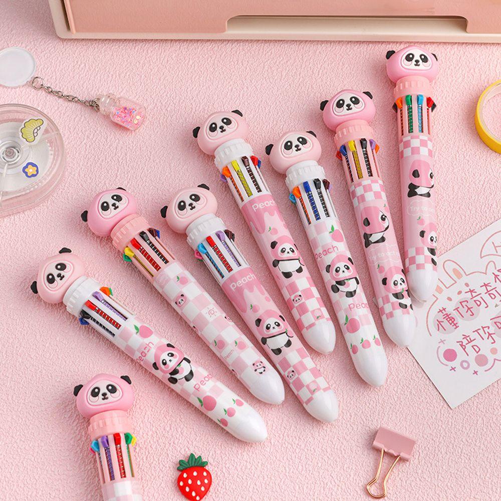 Bút Bi 10 Màu Ngòi 0.5mm In Hình Gấu Trúc Dễ Thương