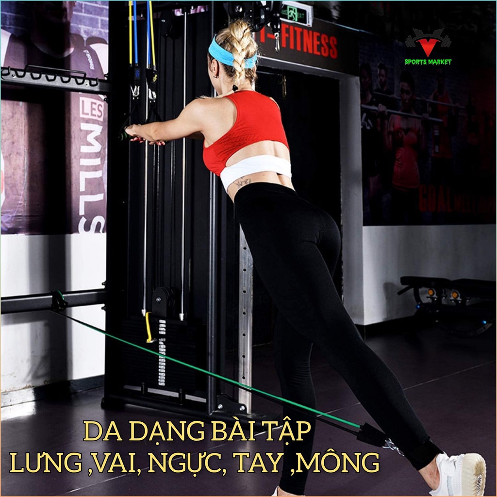 Bộ 5 Dây Ngũ Sắc Tập Full Body - Dây ngũ sắc đàn hồi tập thể hình cao cấp yoga, gym