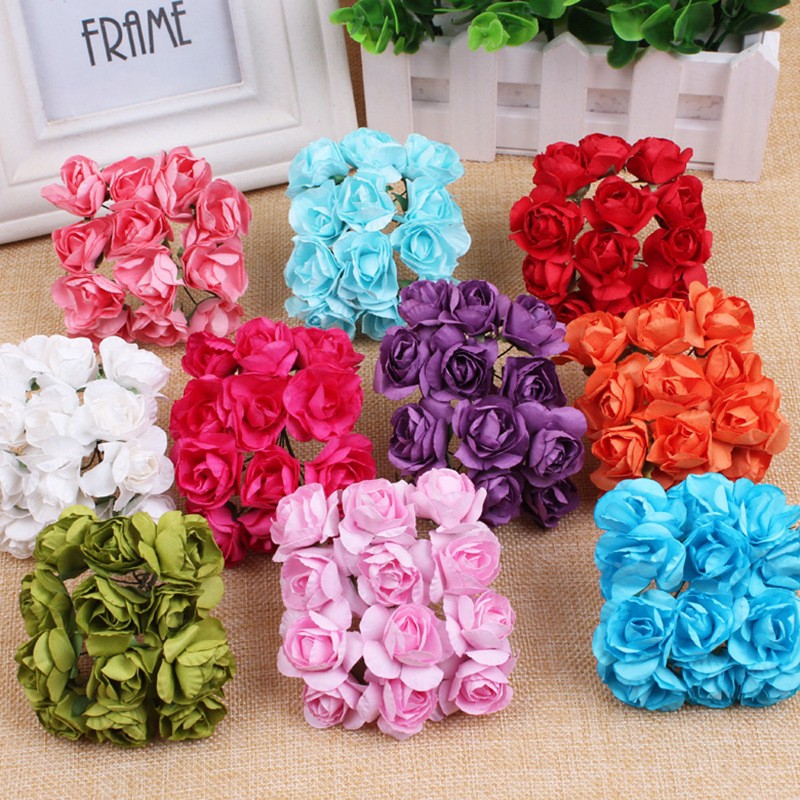 Hoa giấy to 2,5cm chùm 6 bông phụ kiện handmade