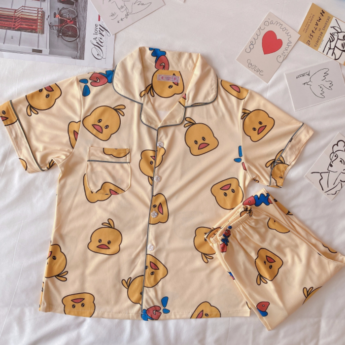 Bộ Đồ Ngủ Pijama Ngắn Tay Vải Cotton 2021