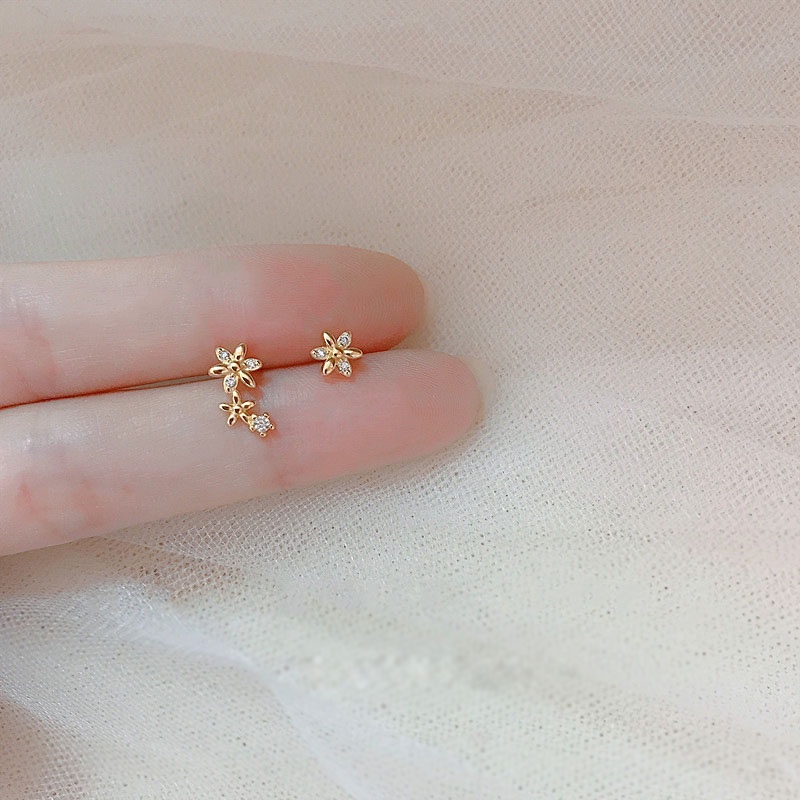 Bông Tai Mạ BạC 925 HìNh Hoa ĐíNh Đá Xinh XắN