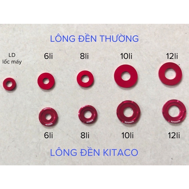 Lông đền nhôn bảng mỏng 6li 8li 10li 12li 14li bắt lóc máy và nhiều bộ phận trên xe