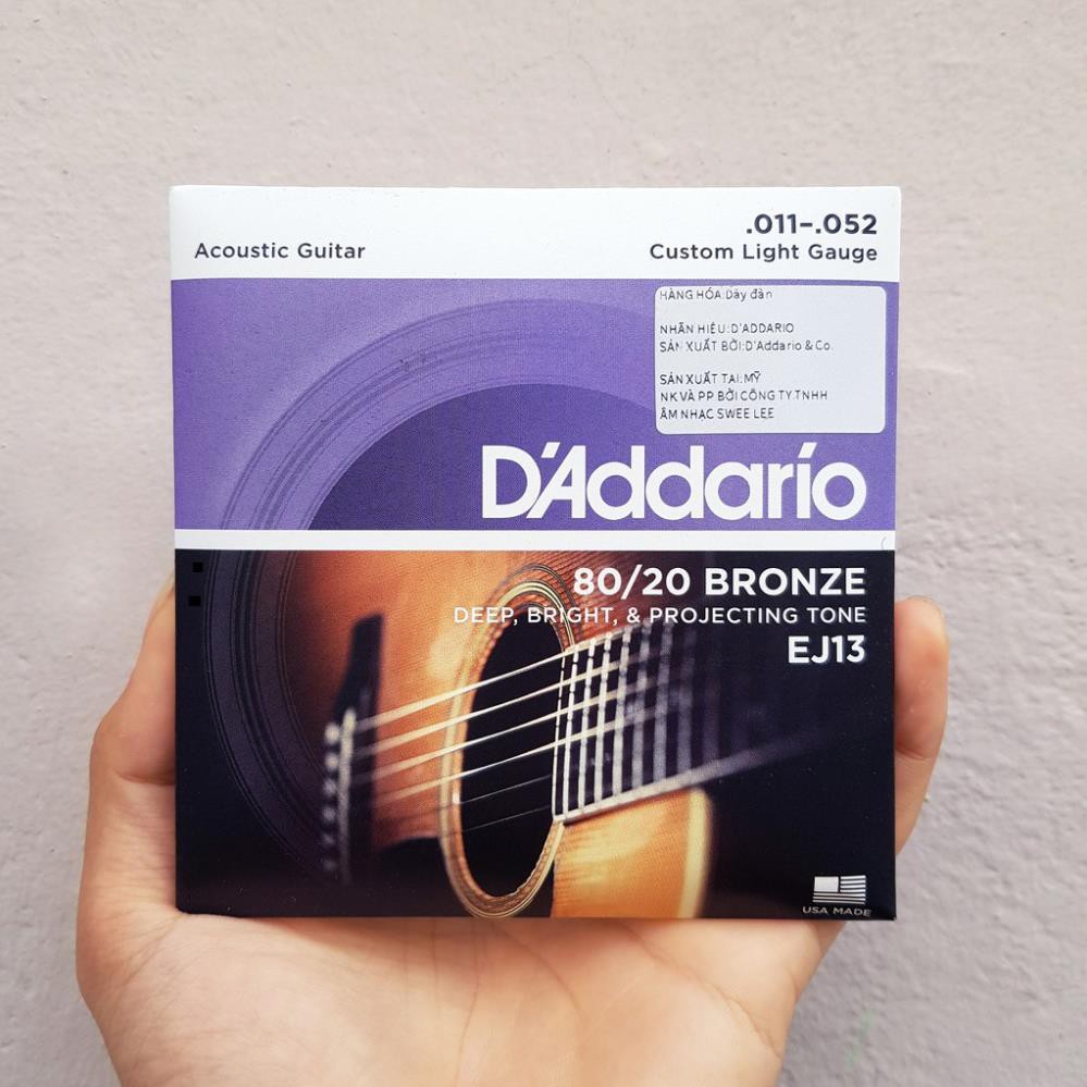 Dây đàn Guitar Acoustic D'Addario EJ13 | (Size: .011/.052) | MADE IN USA | 1 bộ -  6 dây |