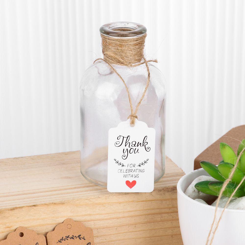 Set 100 Nhãn Giấy Thank You Màu Nâu / Trắng Dùng Để Trang Trí Tiệc Cưới / Giáng Sinh