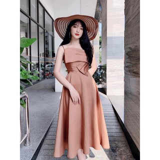 SẴN🔥Váy lụa 2 dây cổ đổ phi, Taftar hàn cao cấp