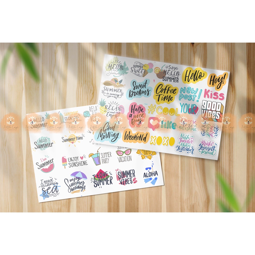 Set 20 hình dán sticker chữ viết tay calligraphy handwriting dễ thương trang trí sổ tay, toploader, máy tính