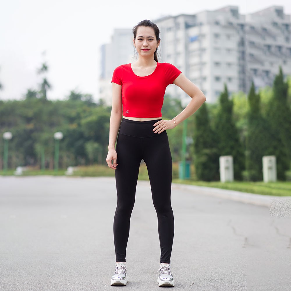 Set đồ tập Yoga, gym, dance cho nữ (Genmax V3 dài tôn dáng - Croptop Cộc tay có đệm mút nâng ngực)