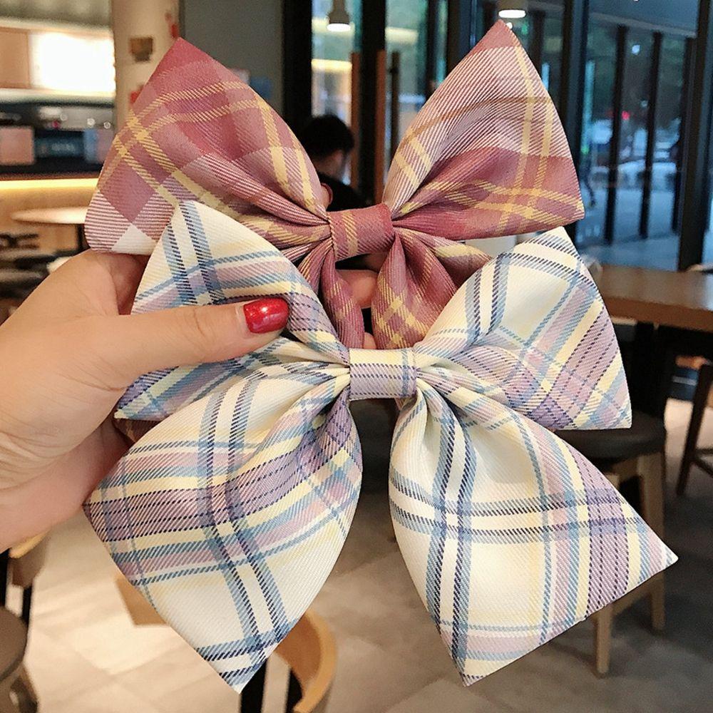 Kẹp Tóc Họa Tiết Chéo Cổ Điển 12 Màu Tùy Chọn
