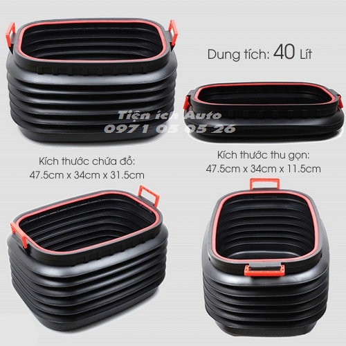 Thùng đựng đồ ô tô co giãn - Dung tích 40 Lít | tienich_auto