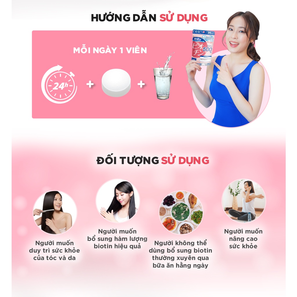 Viên Uống DHC Biotin Ngăn Rụng Tóc Sustained Release Biotin 30 Ngày (30 Viên)