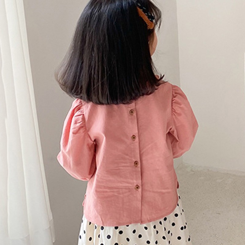 Áo Dài Tay Thắt Nơ Xinh Xắn Cho Bé Gái