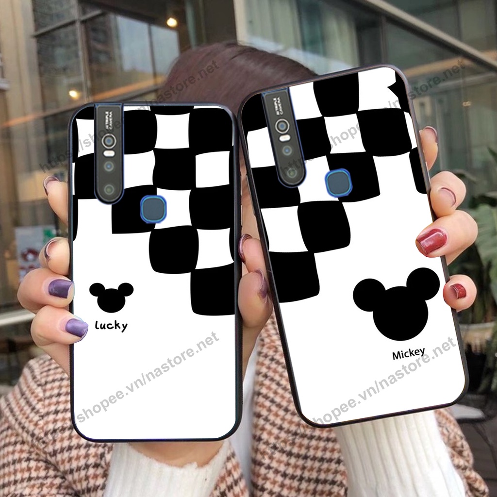 Ốp lưng Vivo V15 / V15 Pro trái tim họa tiết caro, mikey họa tiết beabrick kaws cute