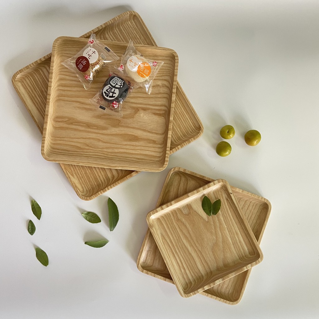 Khay, Đĩa , Thớt , Thìa gỗ Tần bì nguyên khối chất lượng cao màu sáng đựng thức ăn, hoa quả , decor Mỹ Nghệ Mart