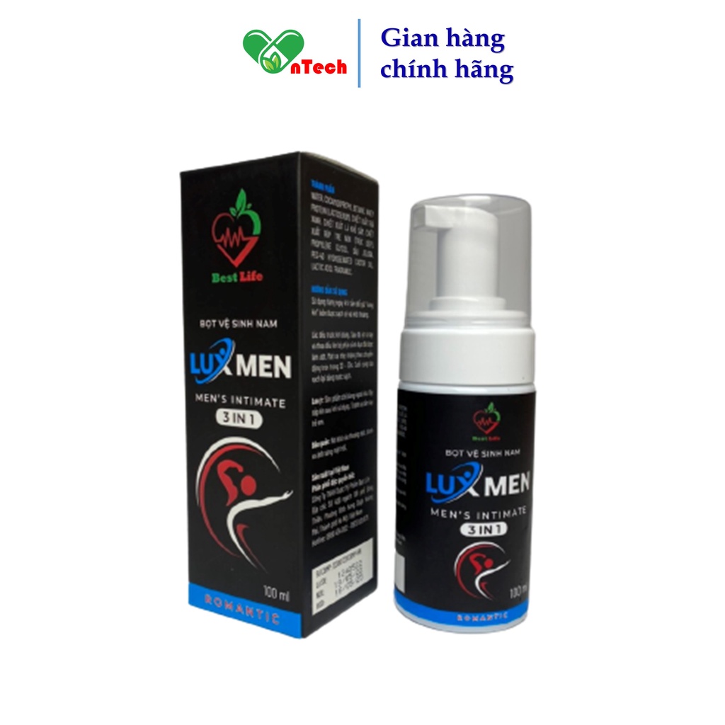 Bọt vệ sinh nam 3 trong 1 Best Life Lux Men dung dịch vệ sinh nam giới hương nước hoa và bạc hà chai 100ml