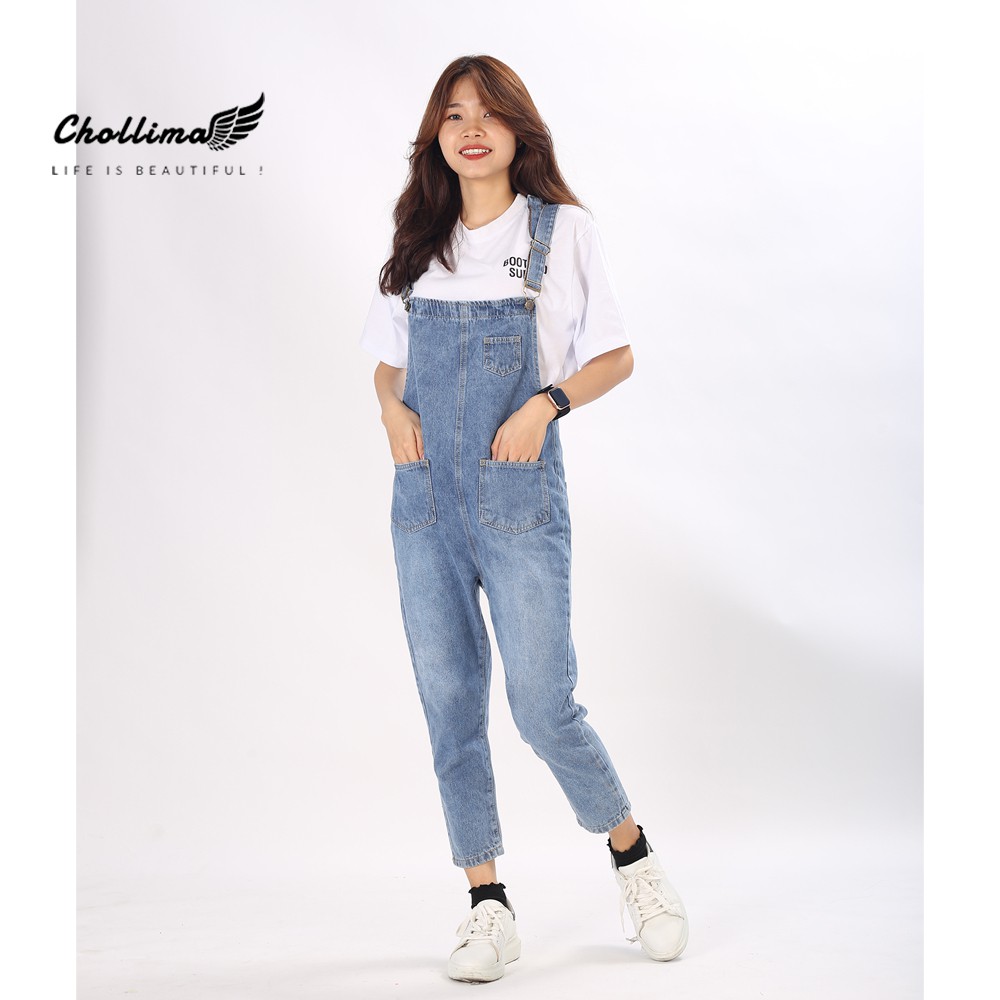 Yếm jeans dài trơn Chollima YJ001 phong cách hàn quốc