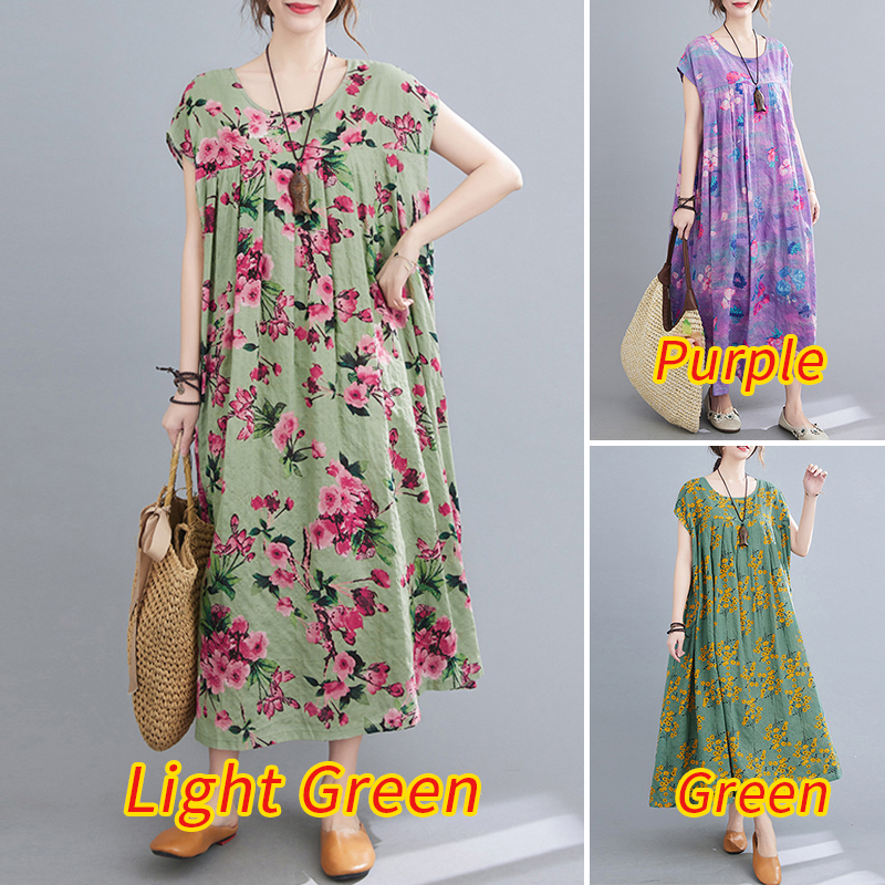 Đầm Maxi Nữ ZANZEA In Hoa Tay Ngắn Thời Trang Cổ Điển Thường Ngày