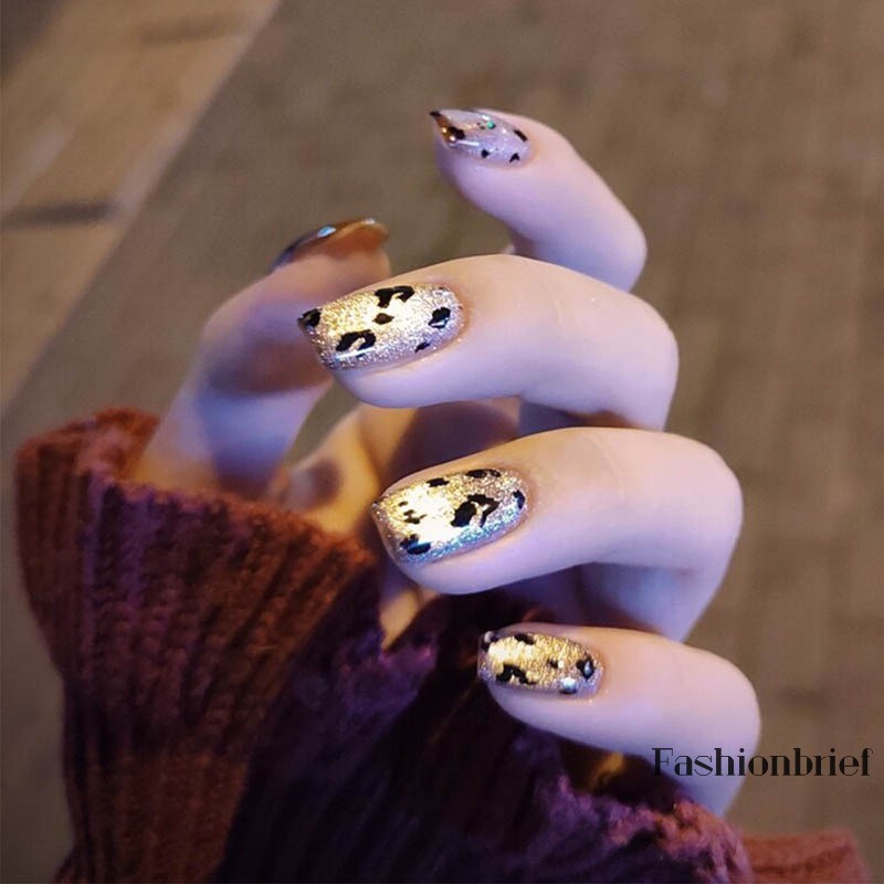 Set 24 móng tay giả họa tiết da báo thời trang