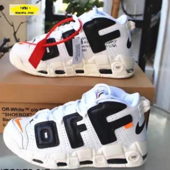 Sales (Full box) Giày thể thao AIR MORE UPTEMPO OFF WHITE trắng chữ đen ✔️ 2020 💎 [ Real ] . * hot " ` $ )) !