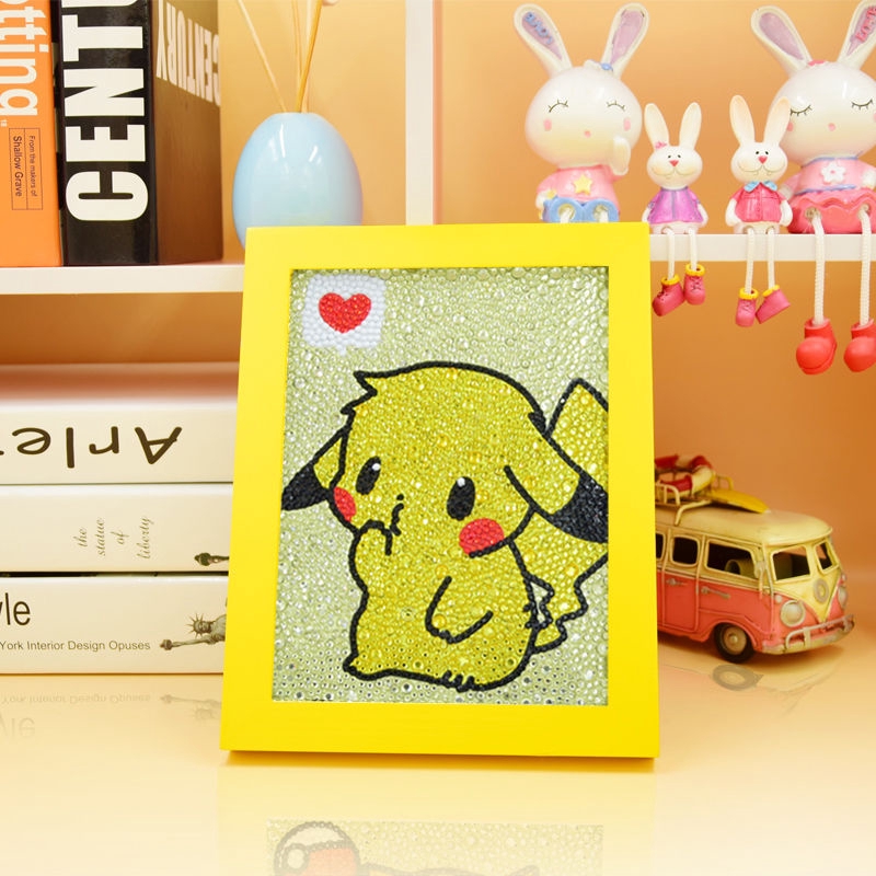 Tranh Đính Hạt Cườm Hình Pikachu Dễ Thương Dùng Để Trang Trí