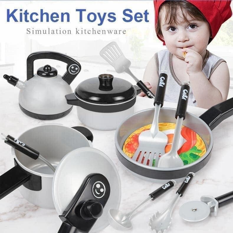 Bộ đồ chơi nấu ăn 36 chi tiết cho bé size 14, 16, 18cm, kích thước khả năng sáng tạo cho bé