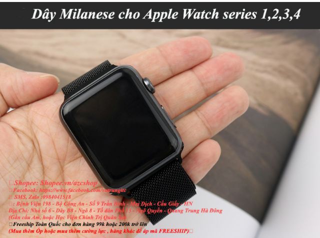 Apple Watch - Dây Milanese Loop Cho Apple Watch Series 1,2,3,4(Thép lưới Apple Watch)