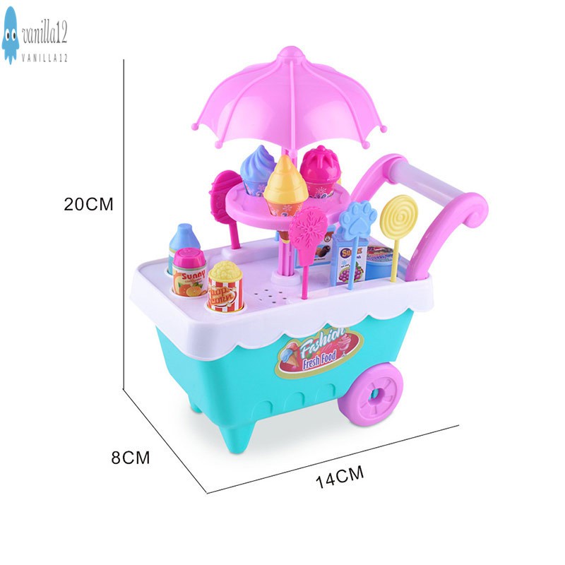 Children Role Play Toys Mini Candy Cart Detachable Ice Cream Shop Cart Toy