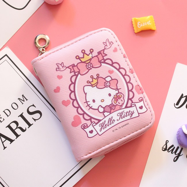 Ví nữ mini cầm tay hello kitty nhỏ xinh dễ thương da xước thời trang hàn quốc cao cấp V8